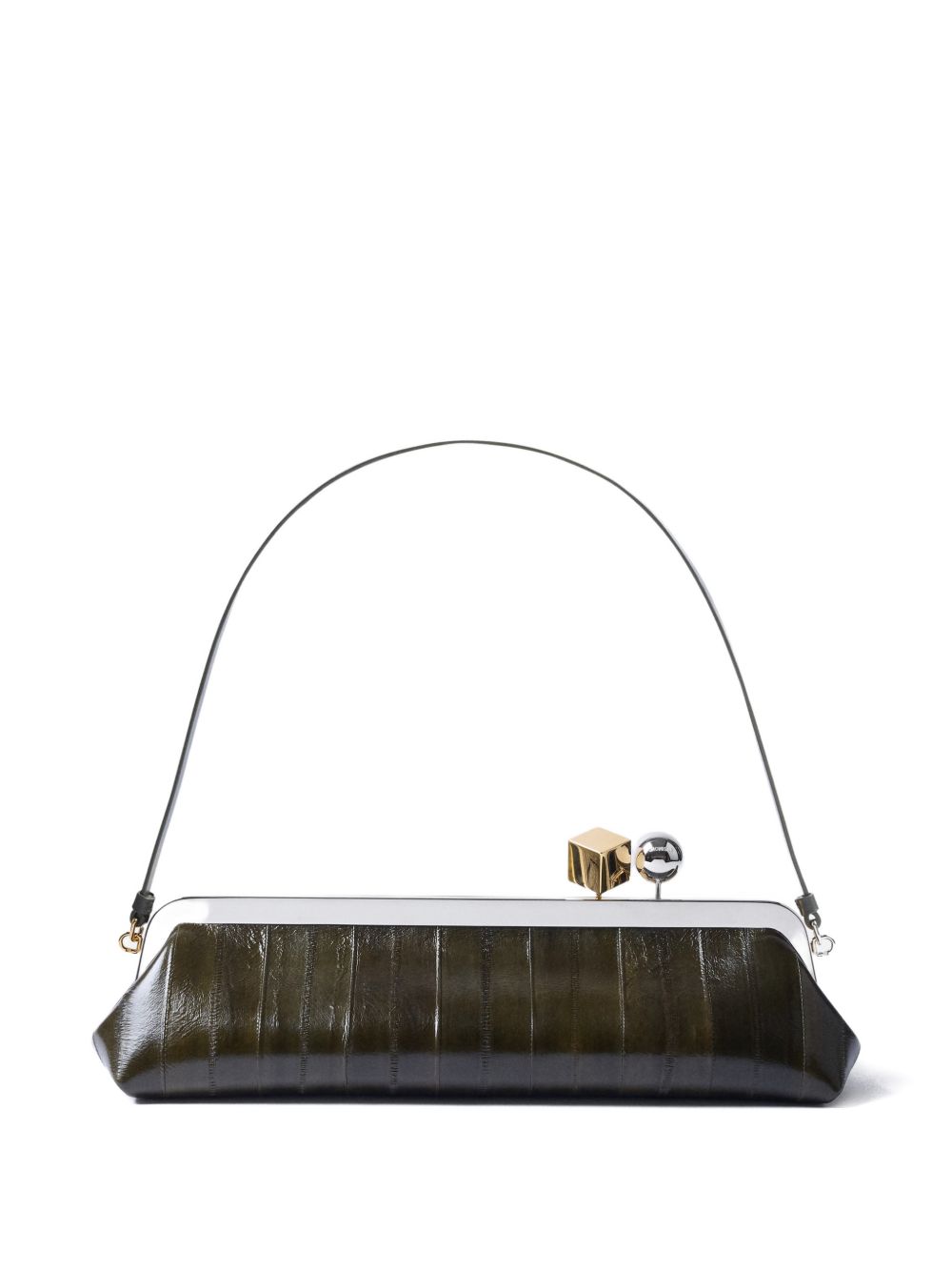 JACQUEMUS Borsa a spalla Salon marrone effetto coccodrillo 