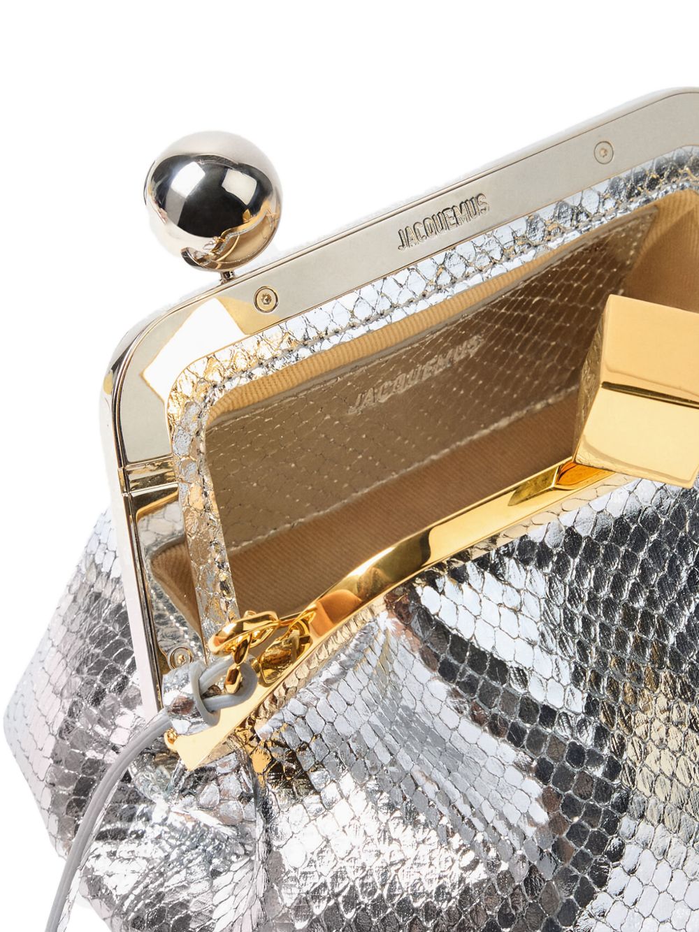 JACQUEMUS Borsa a spalla Berlingot argento in pelle 