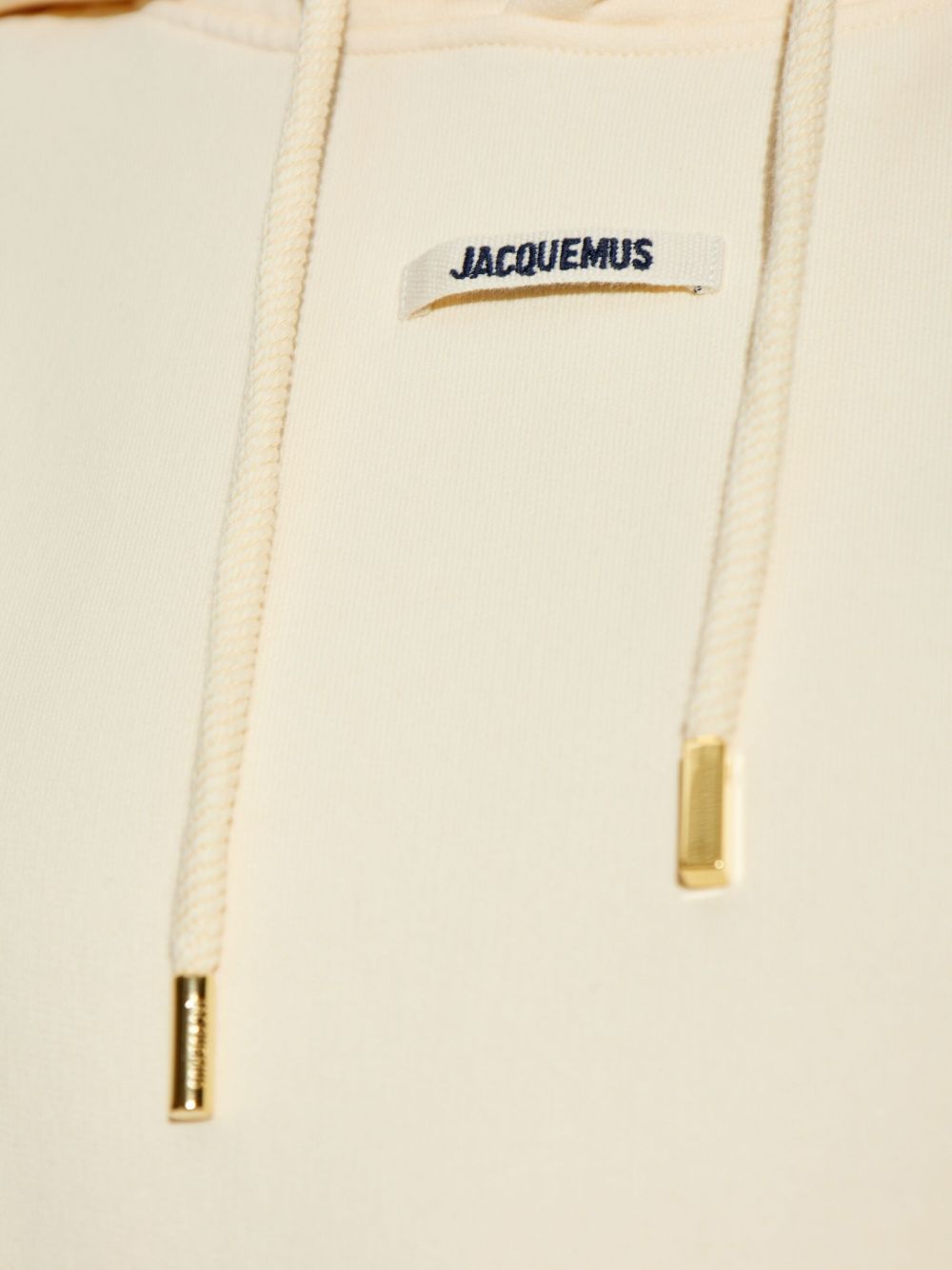 JACQUEMUS Felpa Gros Grain beige in cotone con cappuccio 