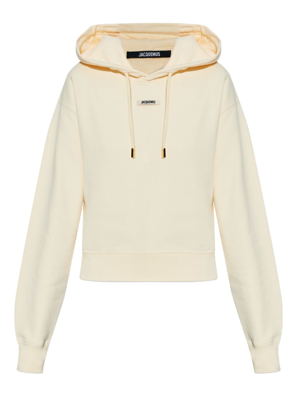 JACQUEMUS Felpa Gros Grain beige in cotone con cappuccio 