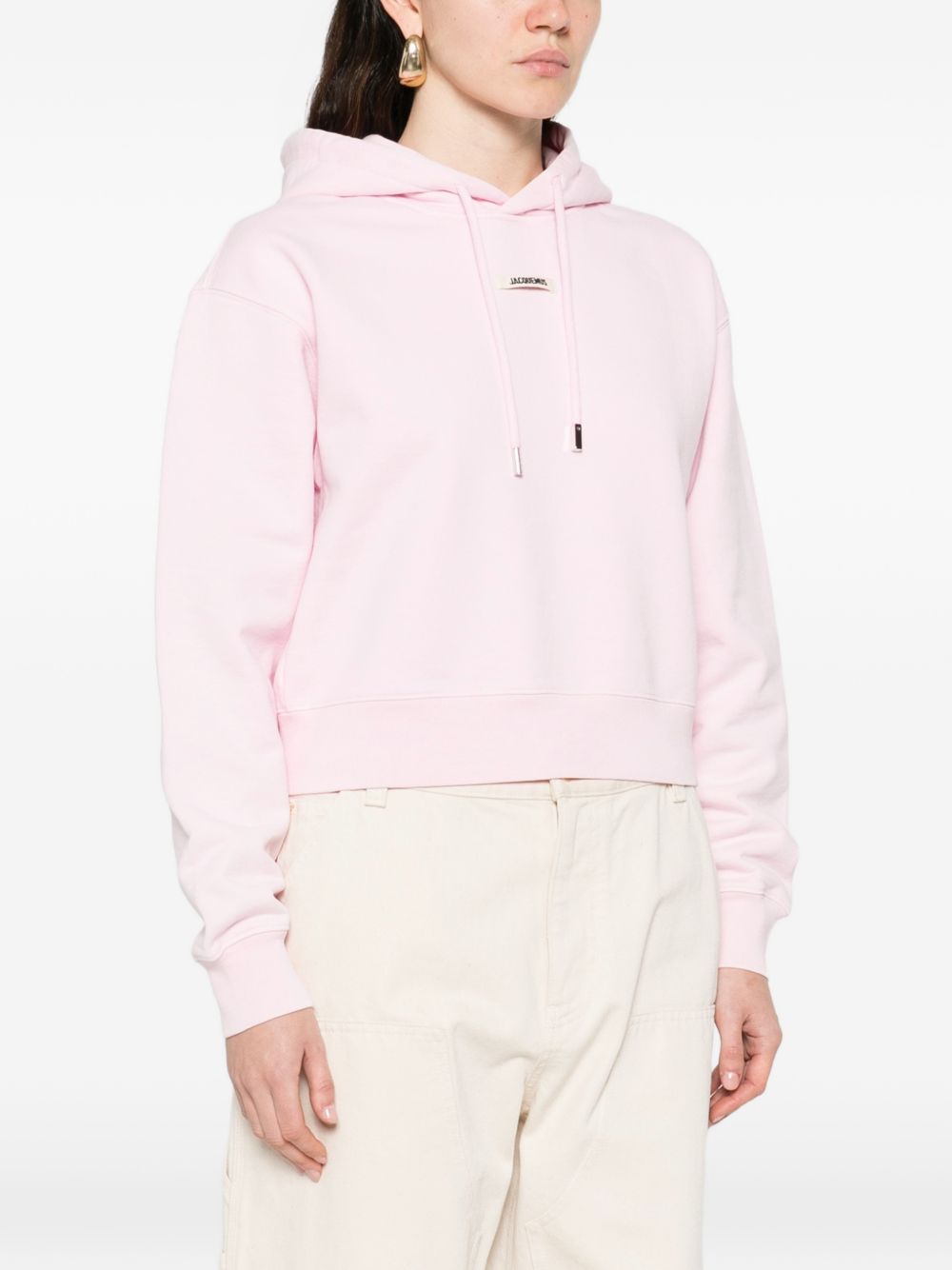 JACQUEMUS Felpa Gros Grain rosa con cappuccio 