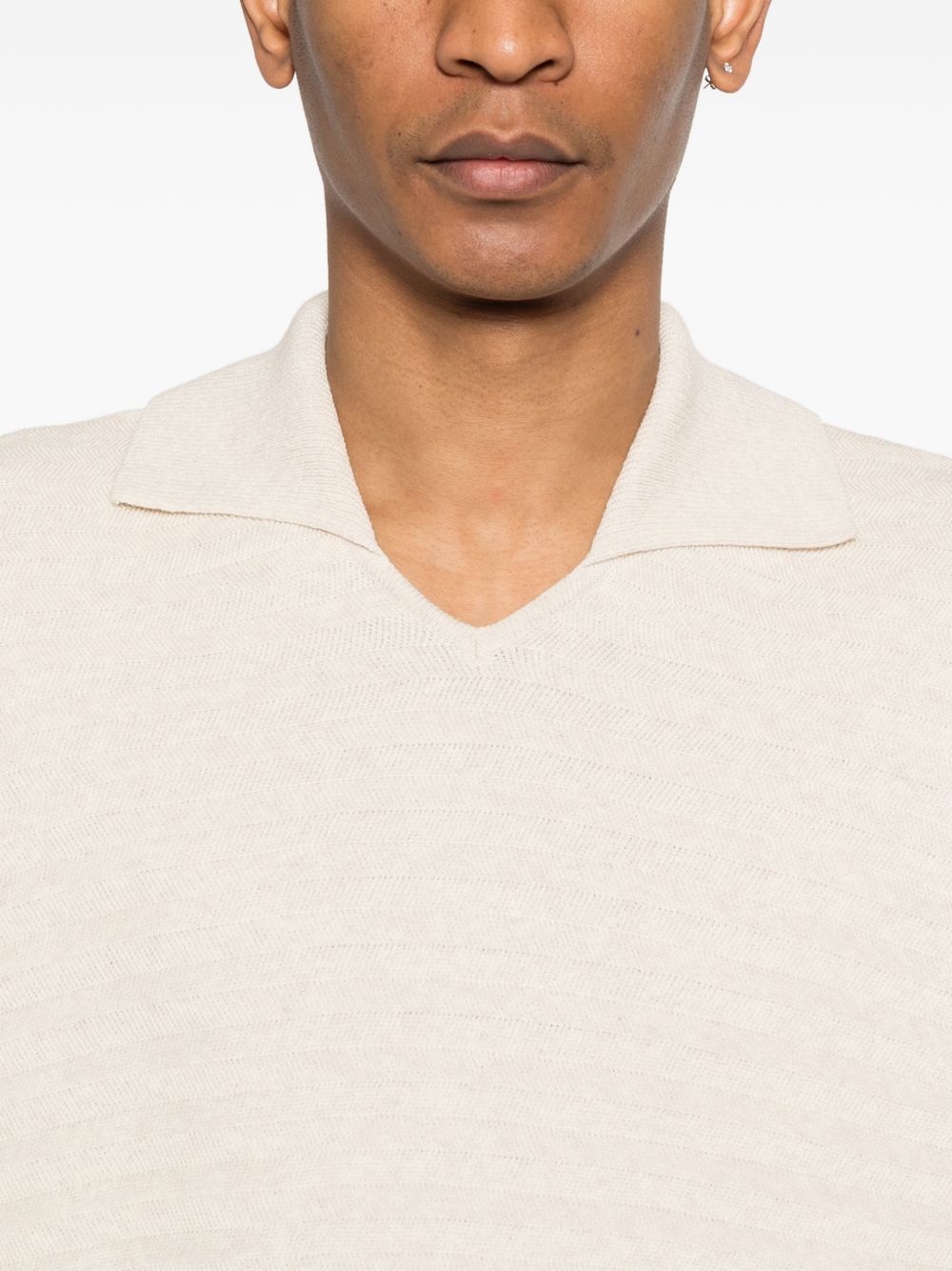 JACQUEMUS Polo in maglia in cotone e seta beige 