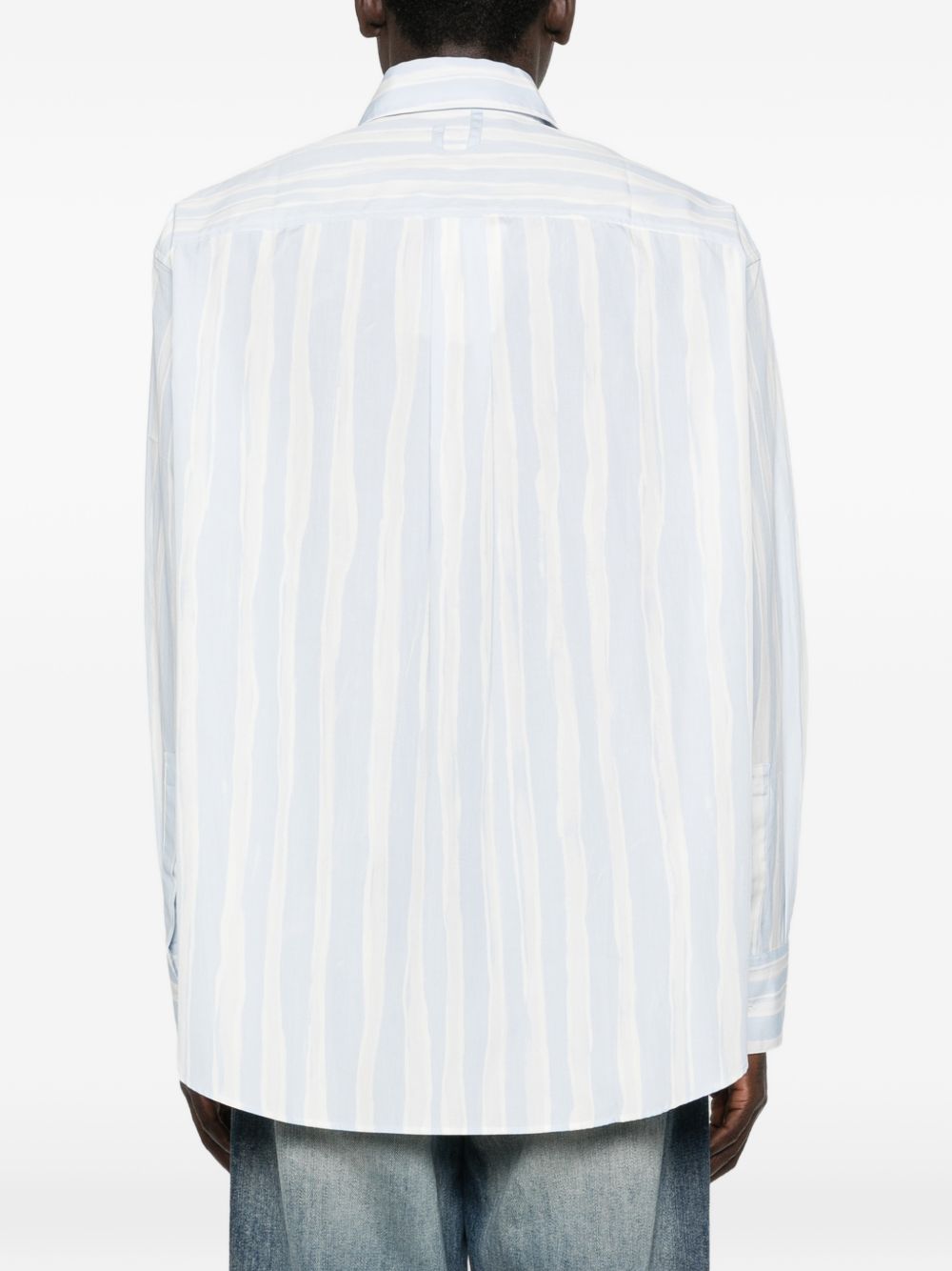 JACQUEMUS Camicia Jacquemus in cotone azzurro chiaro e grigio a righe 