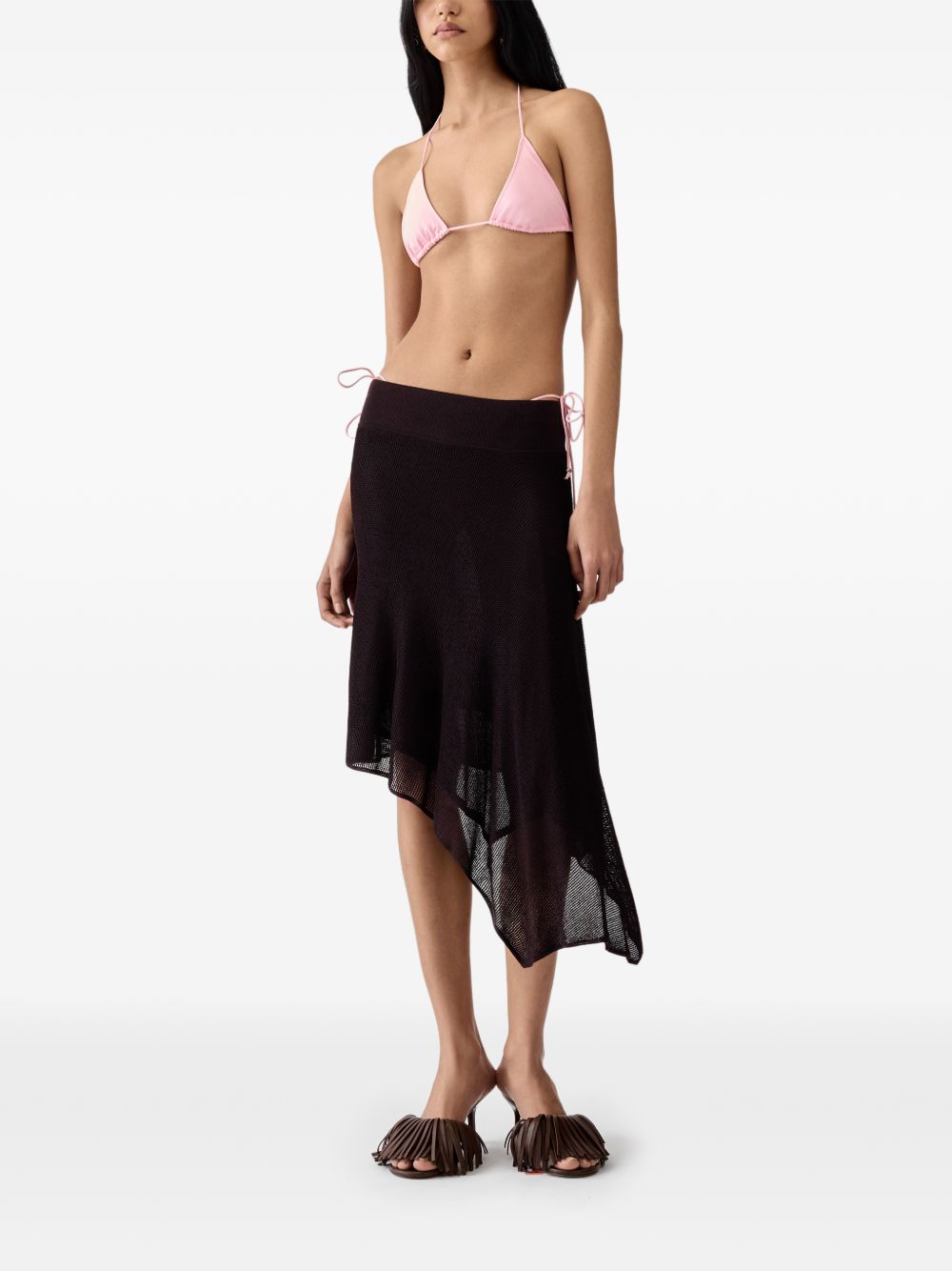 JACQUEMUS Top bikini Triangle rosa con perline 