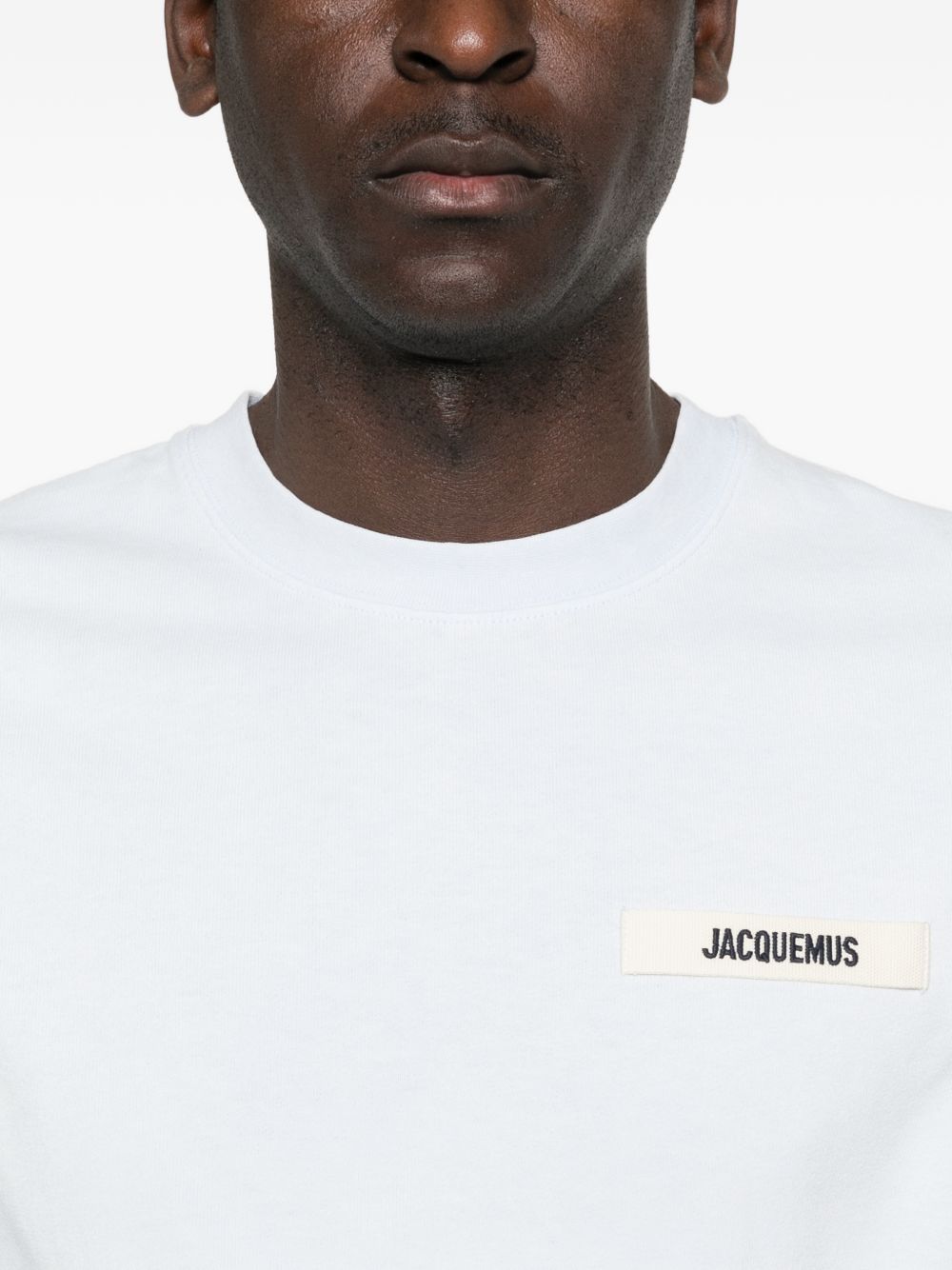 JACQUEMUS T-shirt Gros Grain celeste in cotone con logo 