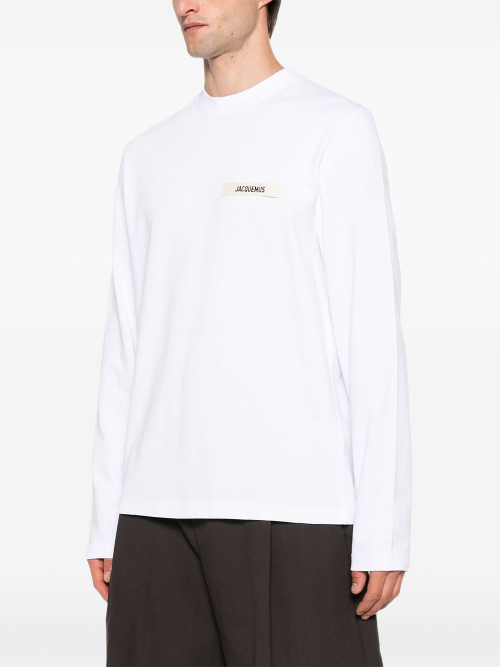 JACQUEMUS T-shirt Gros Grain bianca a maniche lunghe 