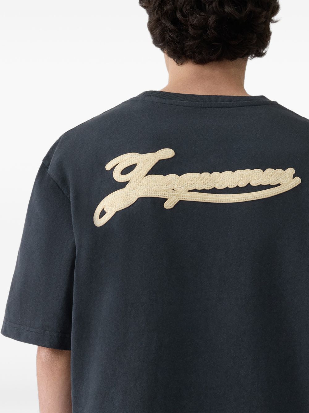 JACQUEMUS T-shirt Torneo blu in cotone con etichetta 