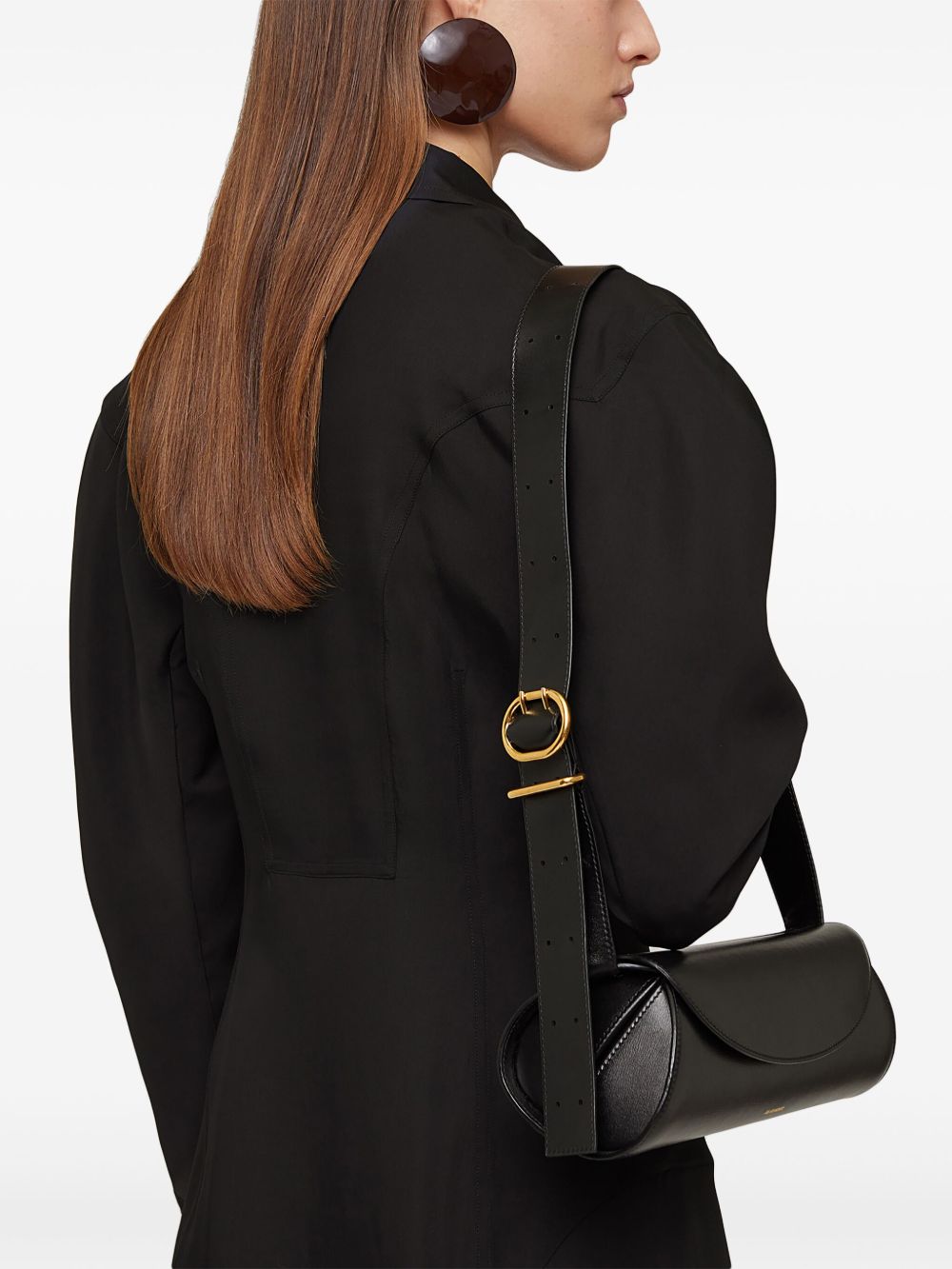 JIL SANDER Borsa 'Cannolo' in pelle nera 