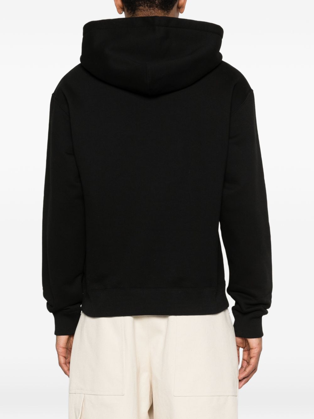 JIL SANDER Felpa in cotone nero con cappuccio e logo bianco 