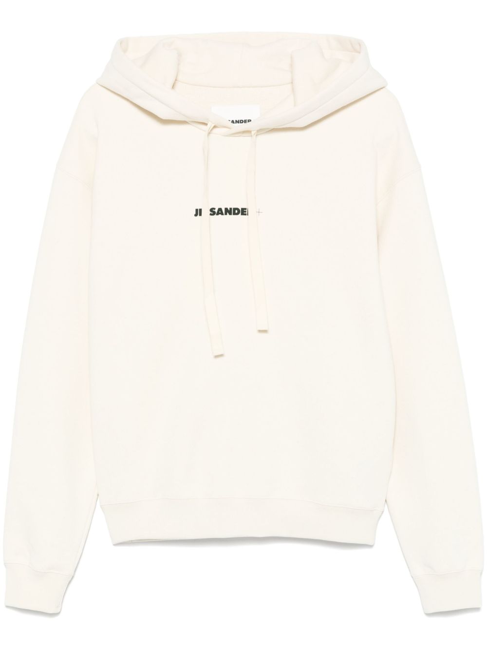 JIL SANDER Felpa con cappuccio in cotone color panna 