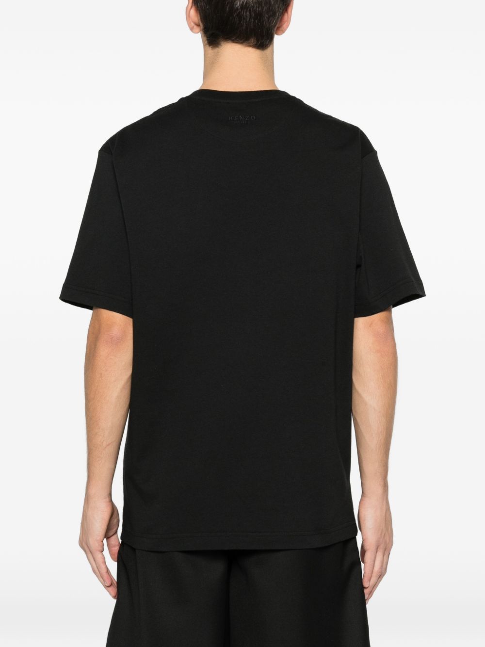 KENZO T-shirt in cotone nero con patch tigre 