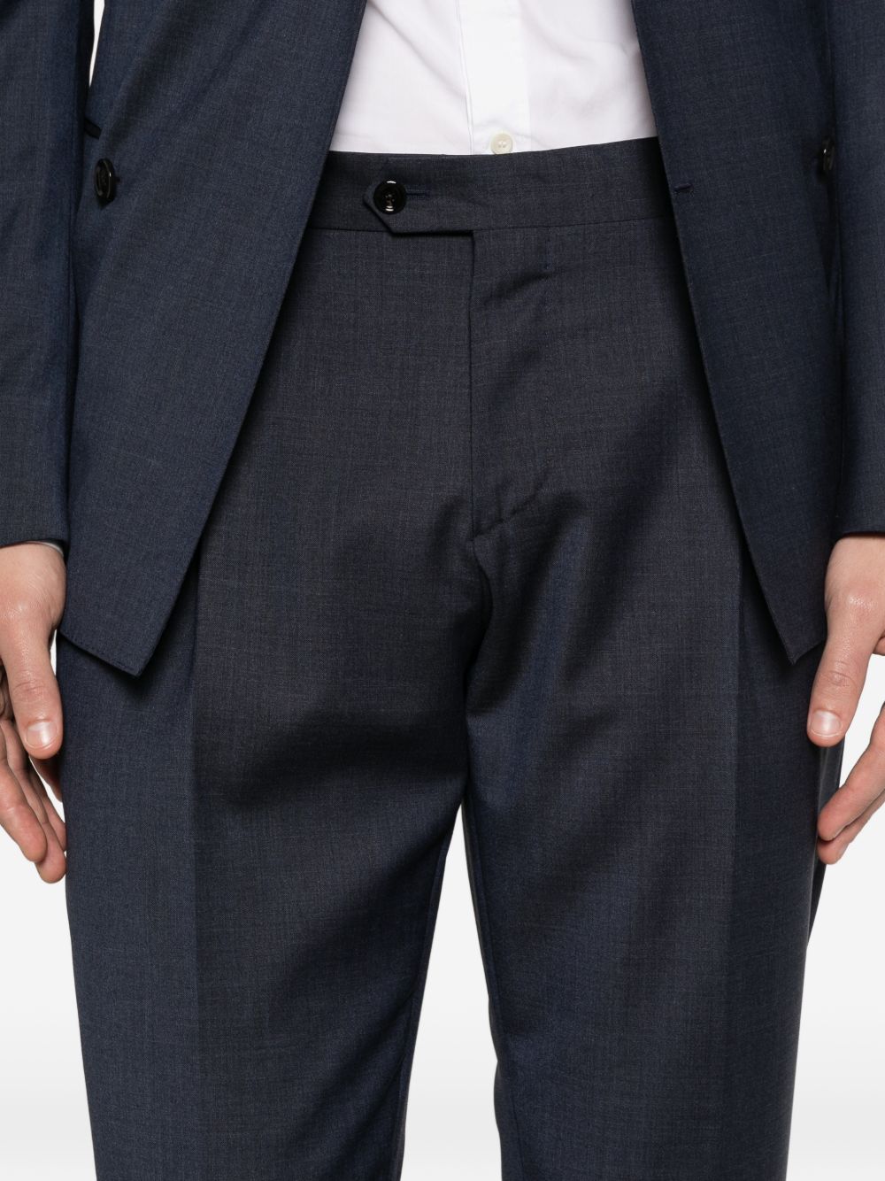 LARDINI Completo doppiopetto in lana blu navy con revers classici 