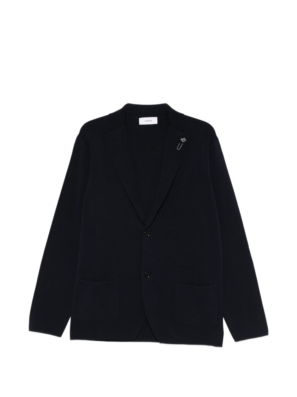 LARDINI Giacca blu scuro in lana con clip floreale 