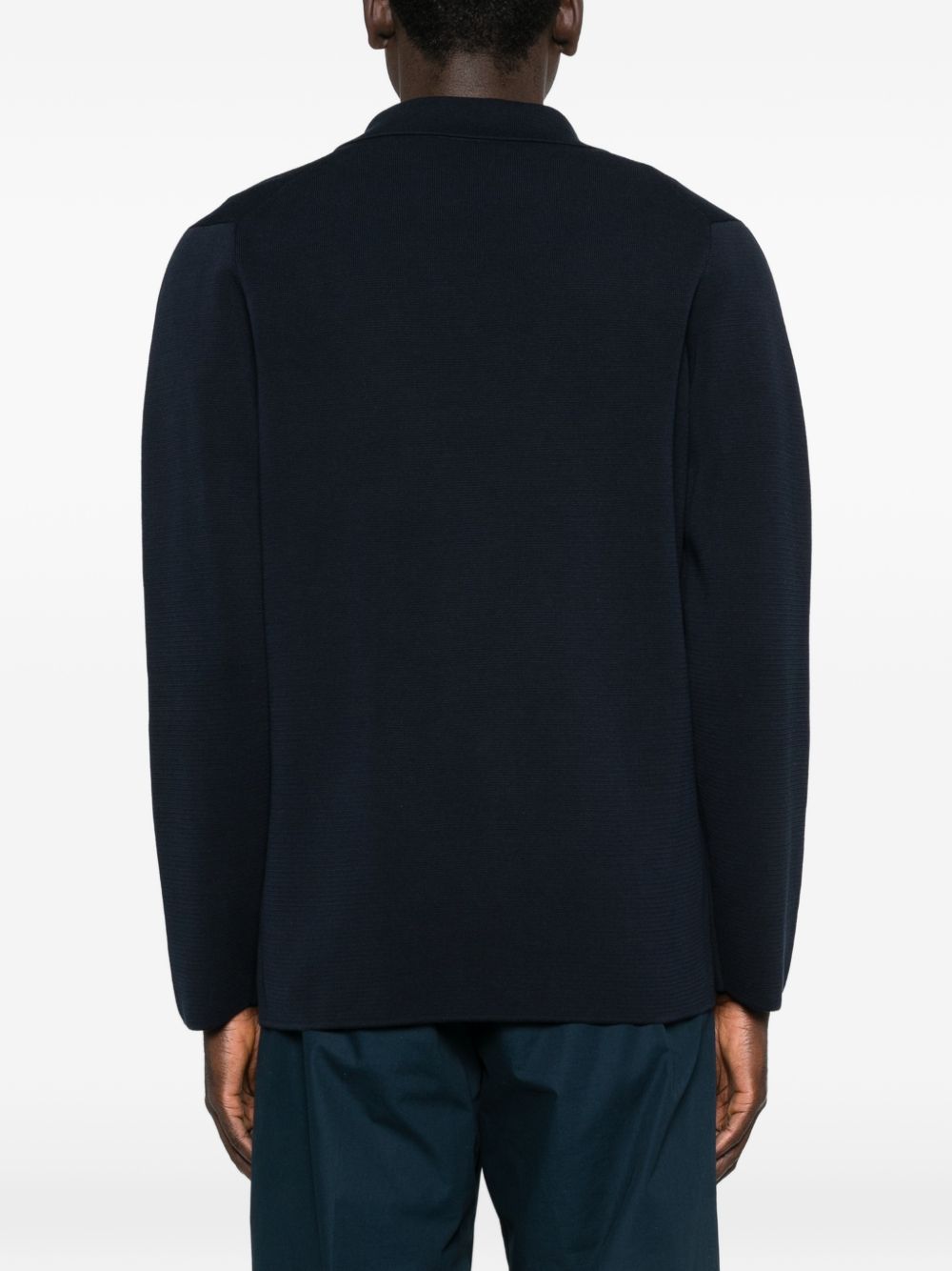 LARDINI Giacca blu scuro in lana con clip floreale 