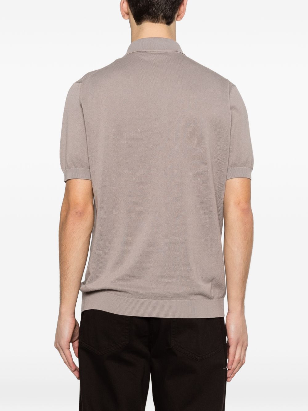 LARDINI Polo in cotone beige maniche corte con colletto a polo 