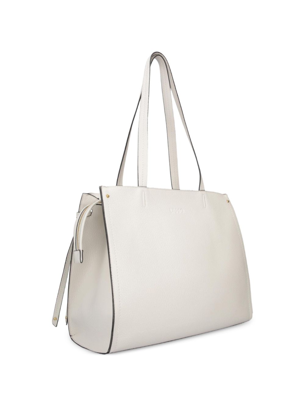 LIUJO Borsa a mano color panna con logo impresso 