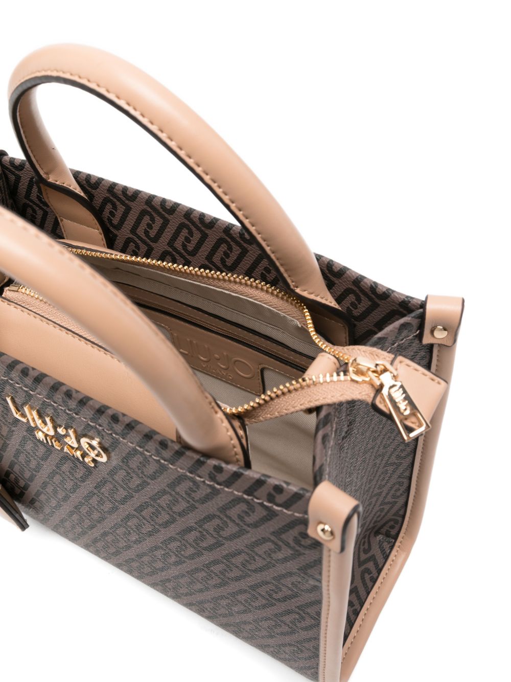 LIUJO Borsa a mano tote con logo marrone e rosa 