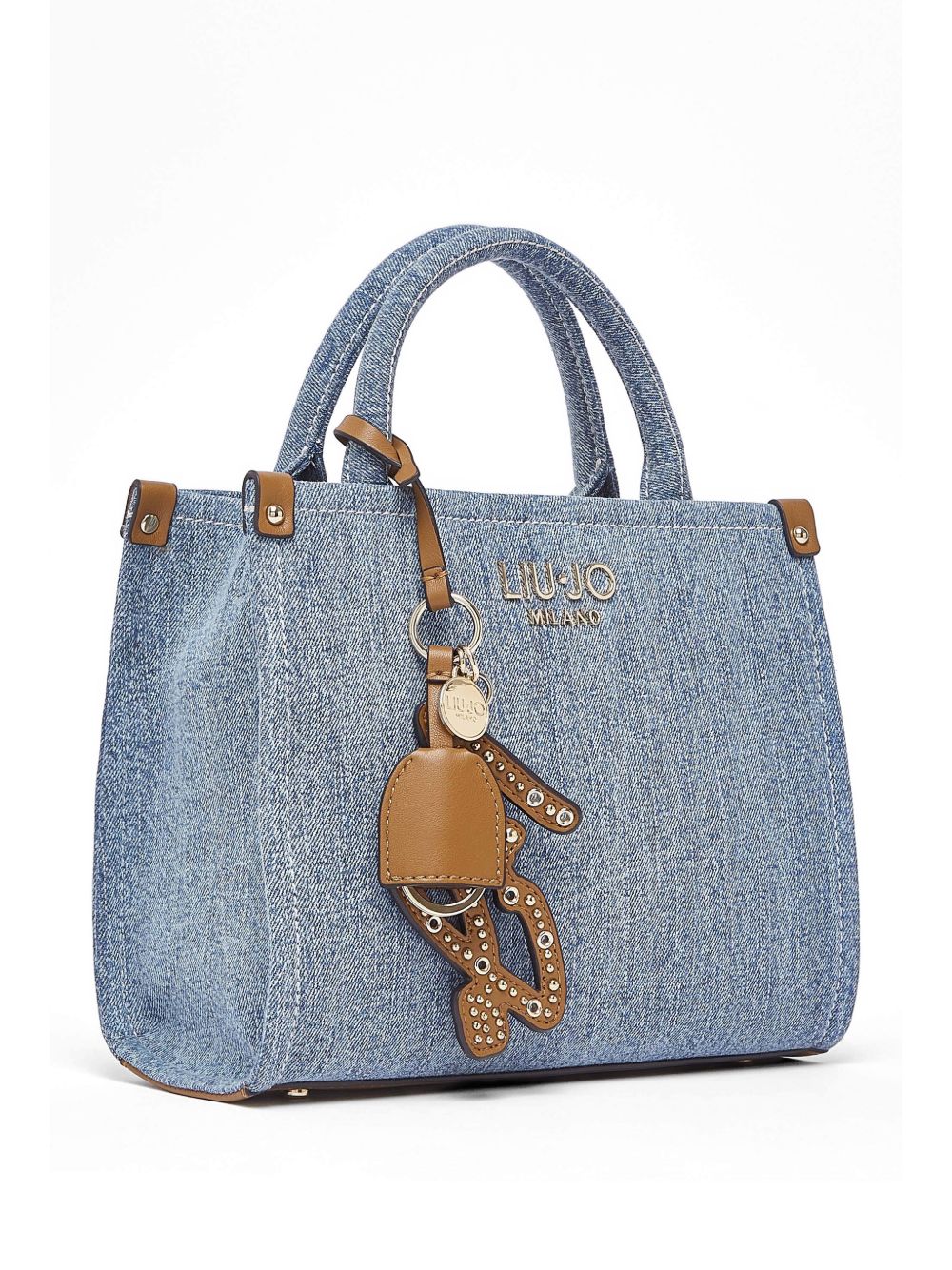 LIUJO Borsa tote a mano in denim con portachiavi 