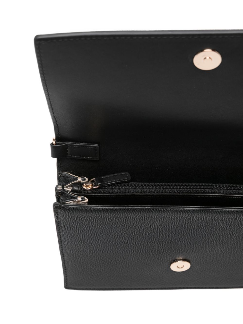 LIUJO Borsa nera a tracolla con dettagli dorati e logo impresso 