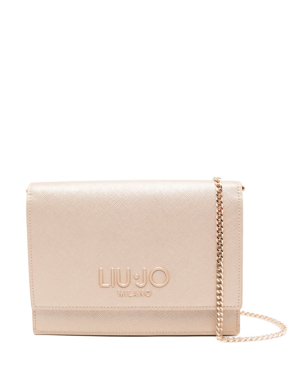 LIUJO Borsa a tracolla color champagne con placca logo 