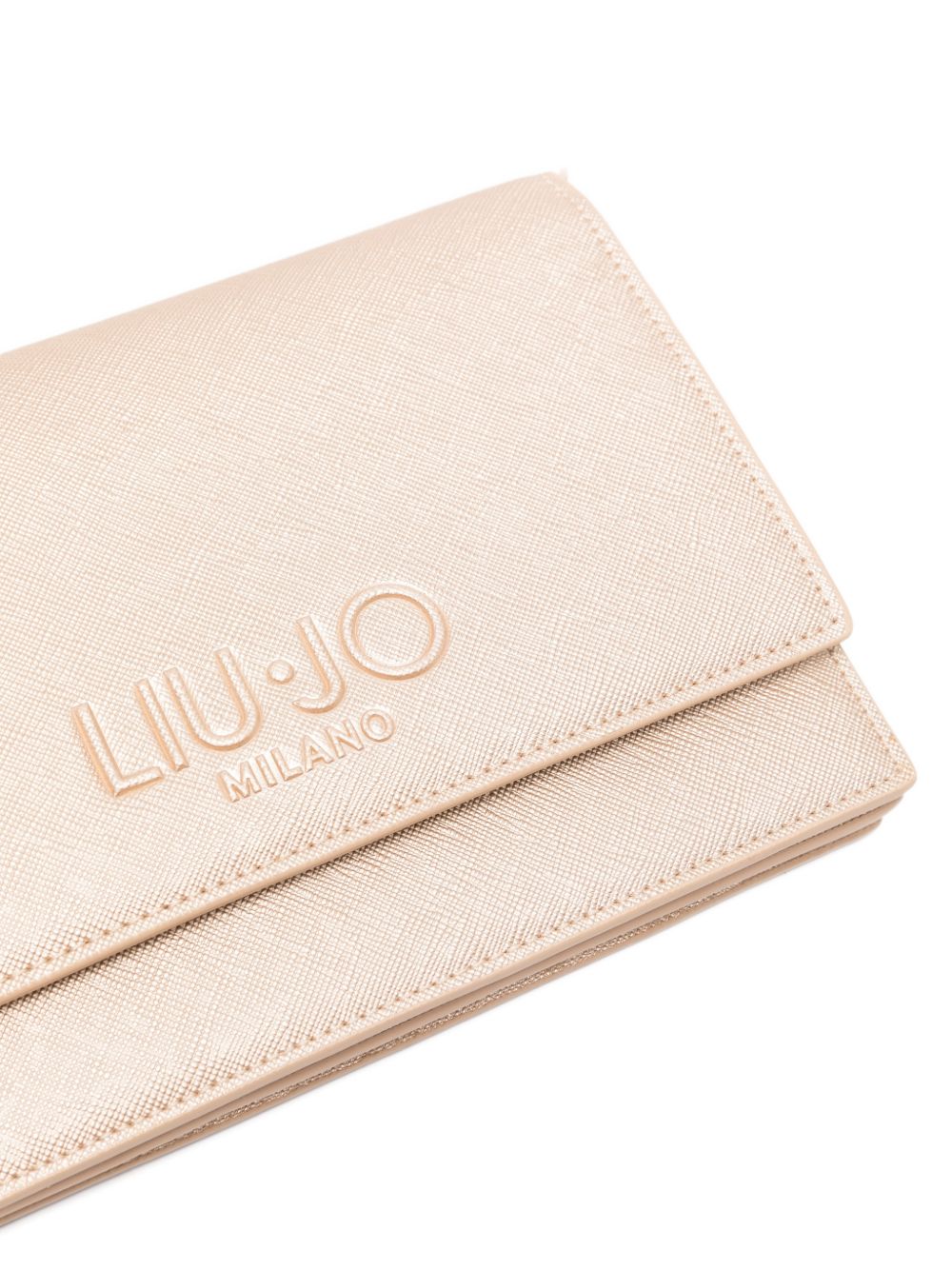 LIUJO Borsa a tracolla color champagne con placca logo 