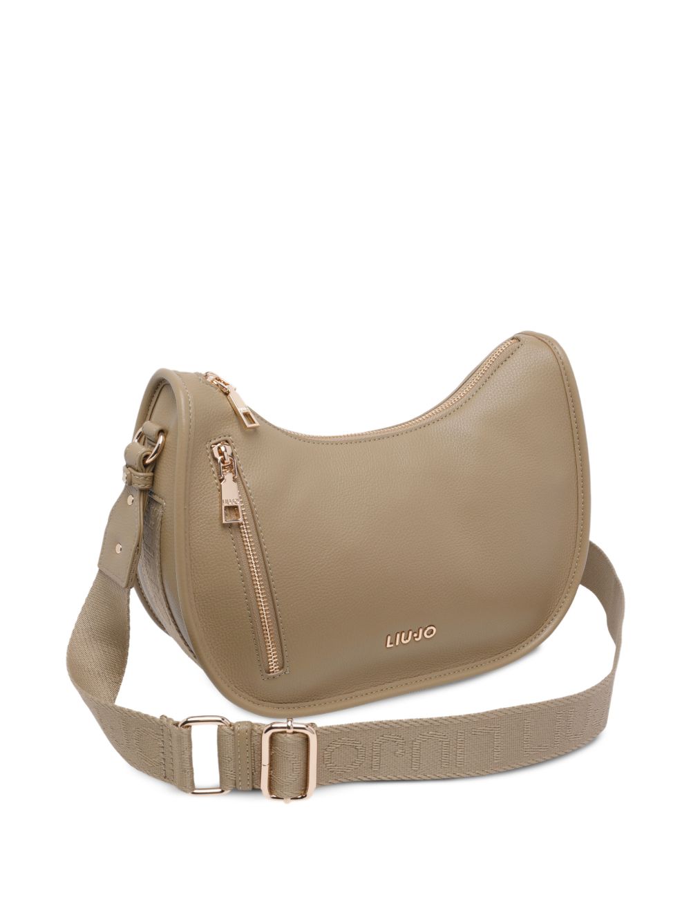 LIUJO Borsa a tracolla color tortora in ecopelle con tasca laterale 