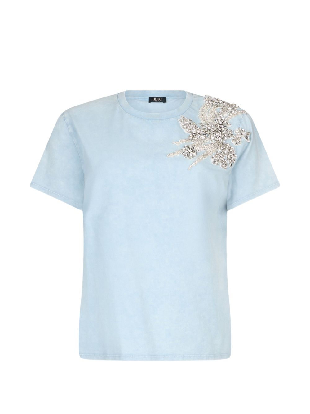LIUJO T-shirt celeste impreziosita da strass 