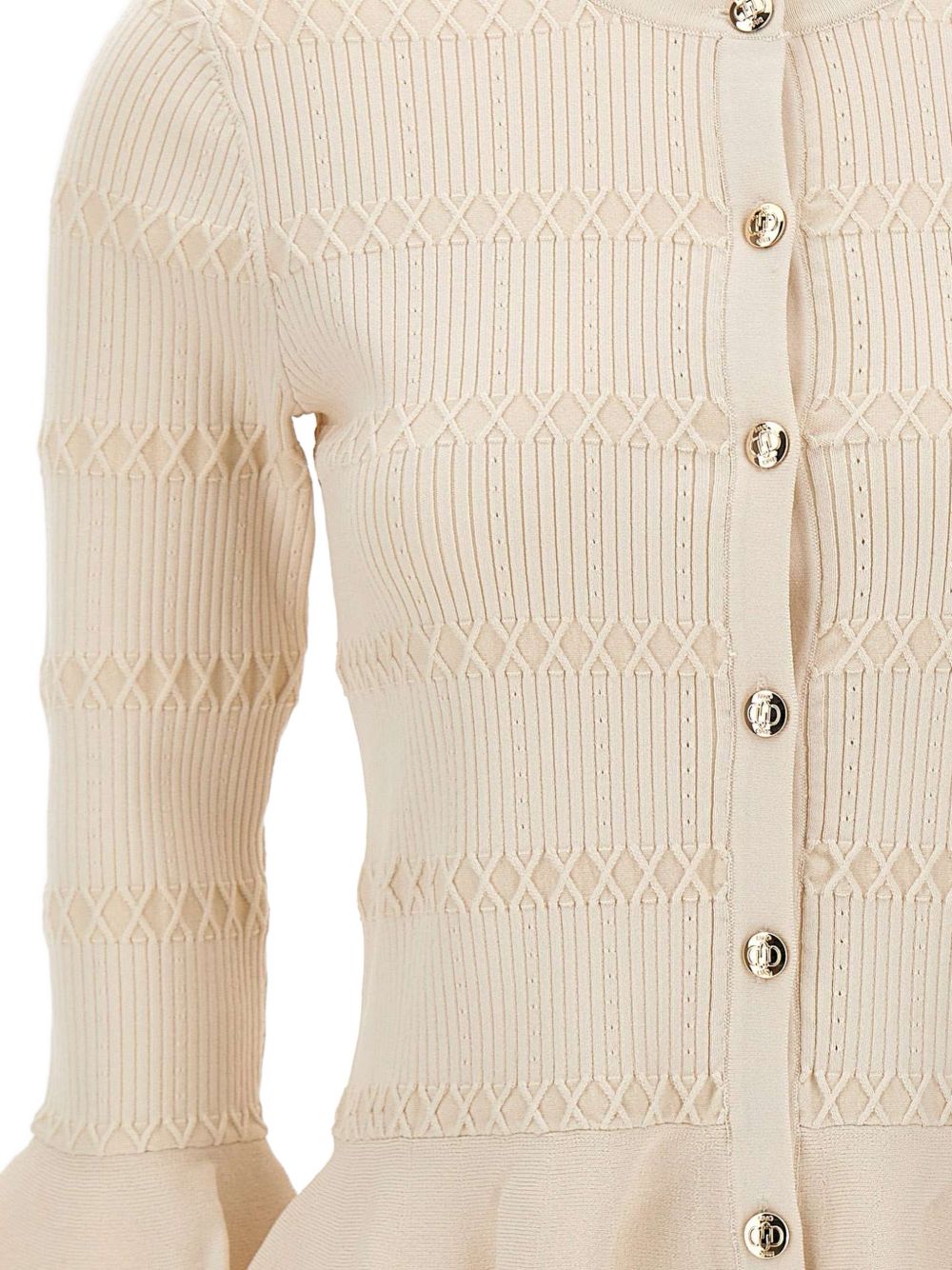 LIUJO Cardigan crema con bottoni dorati 