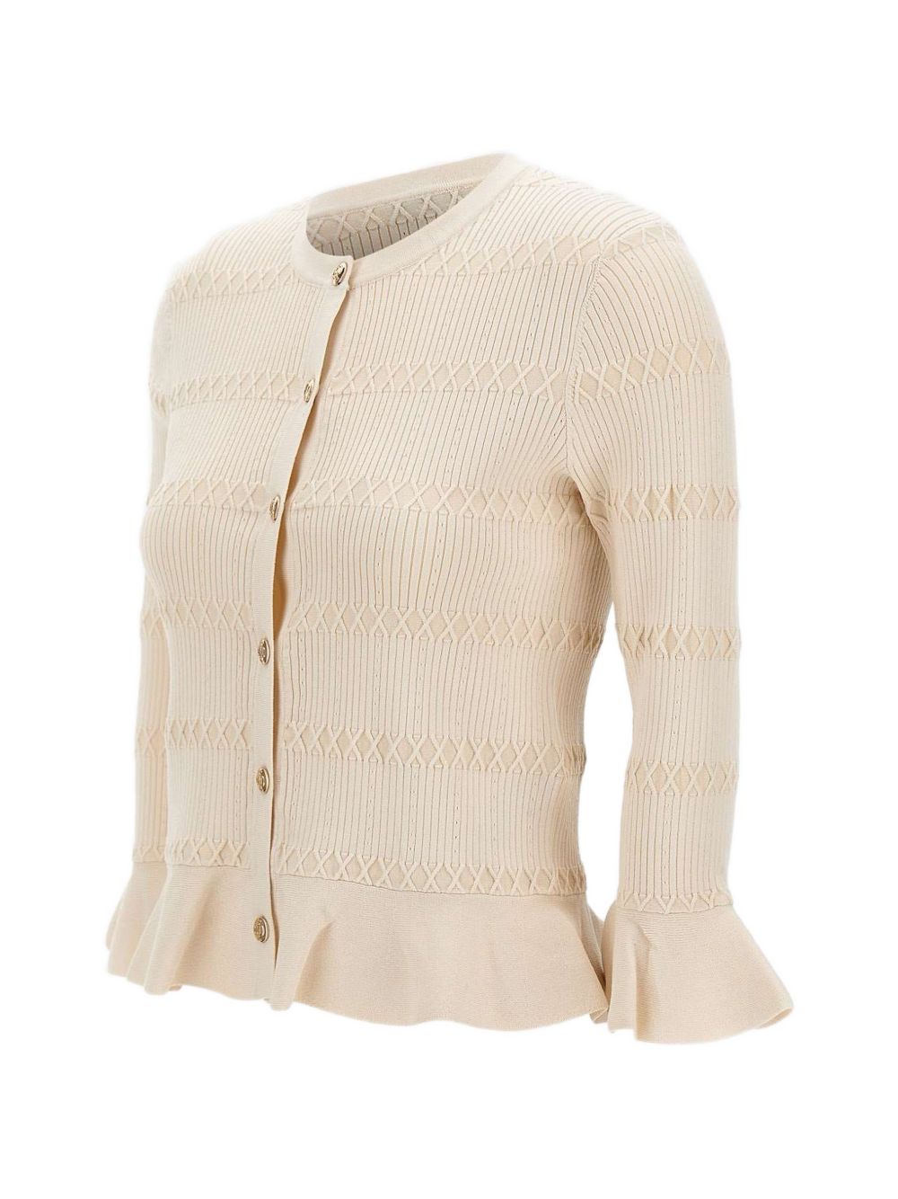 LIUJO Cardigan crema con bottoni dorati 
