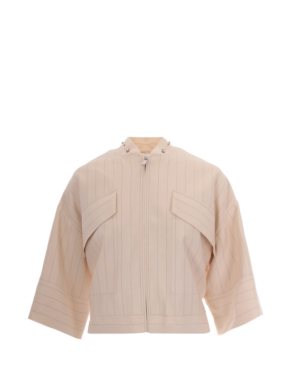 LIUJO Giacca beige con maniche a 3/4 e tasche sul petto 
