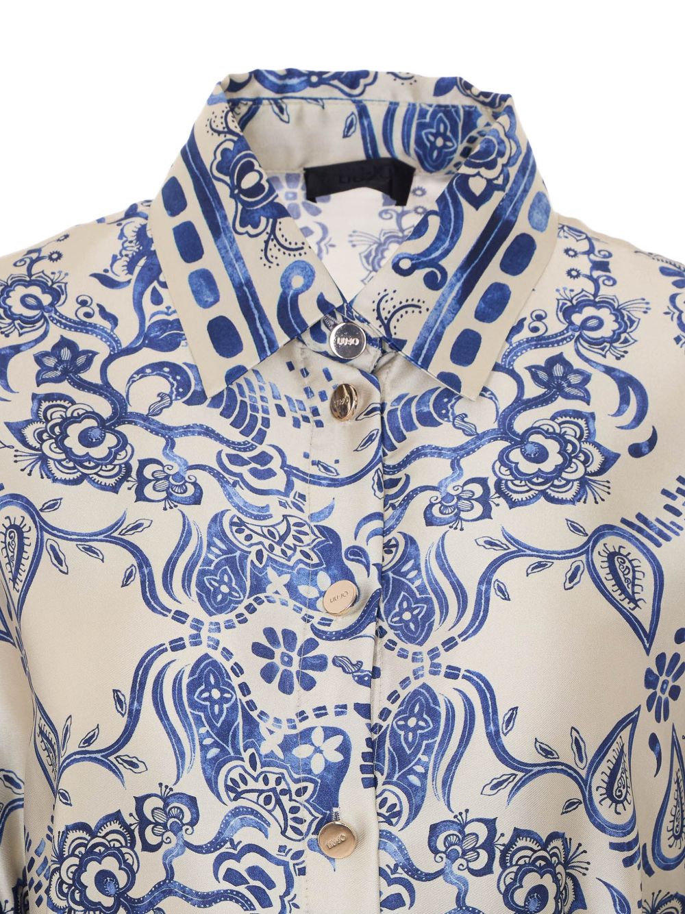 LIUJO Camicia con stampa floreale blu e cintura in vita 