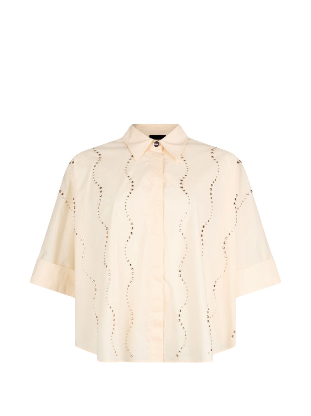 LIUJO Camicia a maniche corte in cotone con strass 