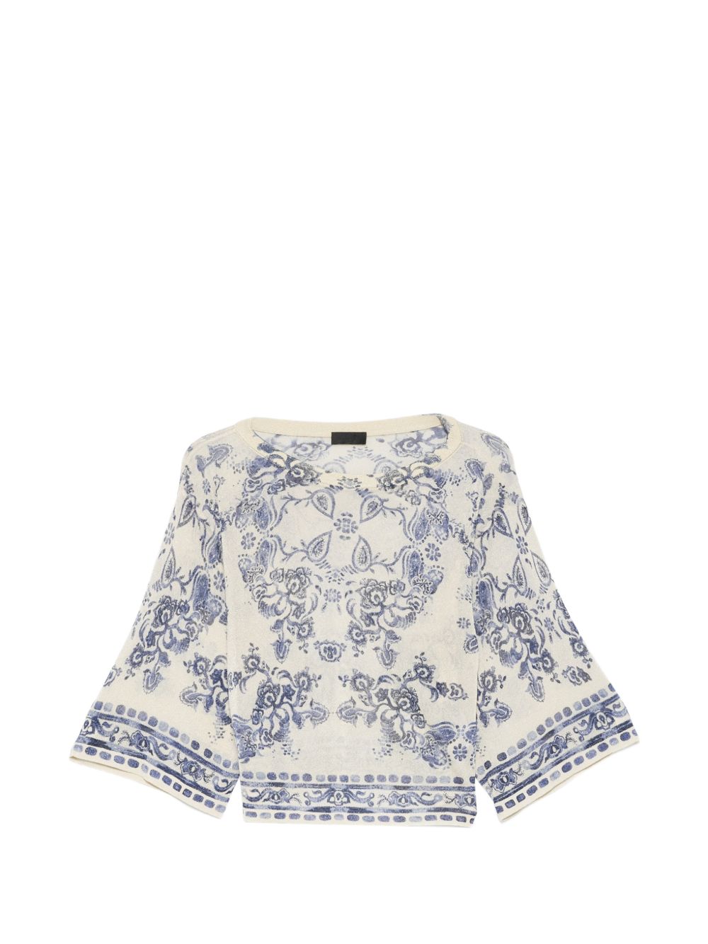 LIUJO T-shirt blu con stampa grafica e maniche over 3/4 