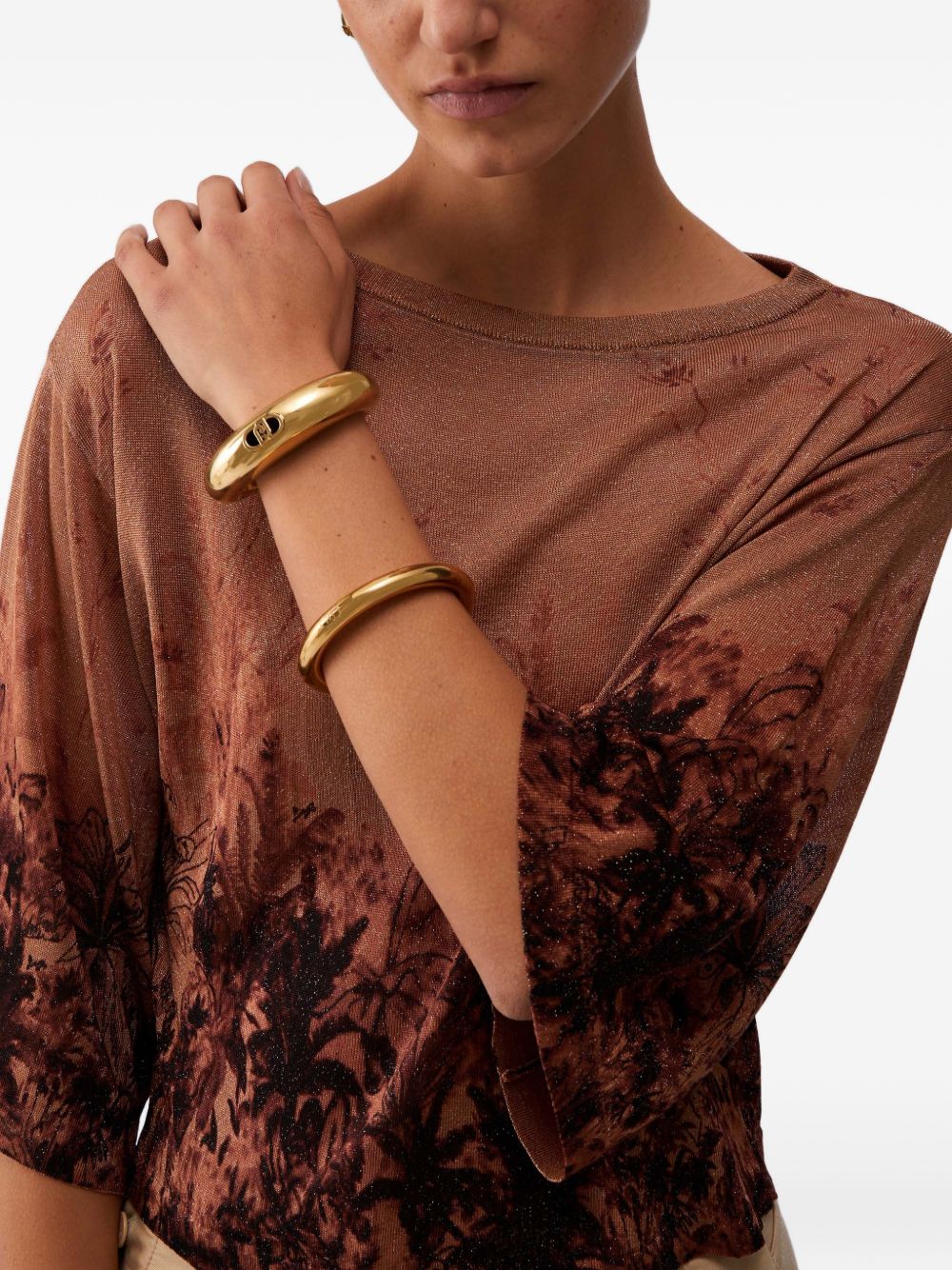 LIUJO Maglia marrone bronzo con stampa floreale 