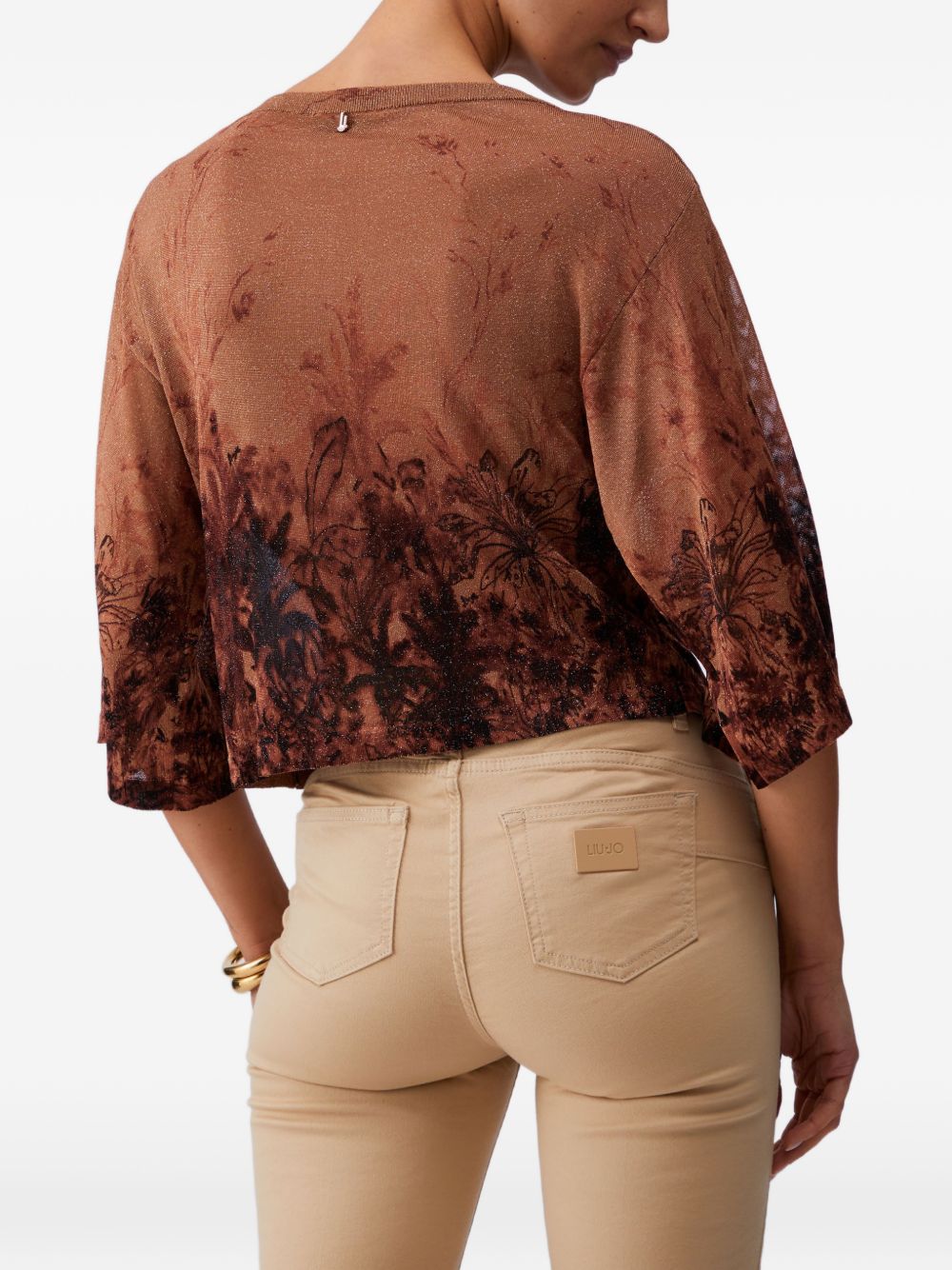 LIUJO Maglia marrone bronzo con stampa floreale 