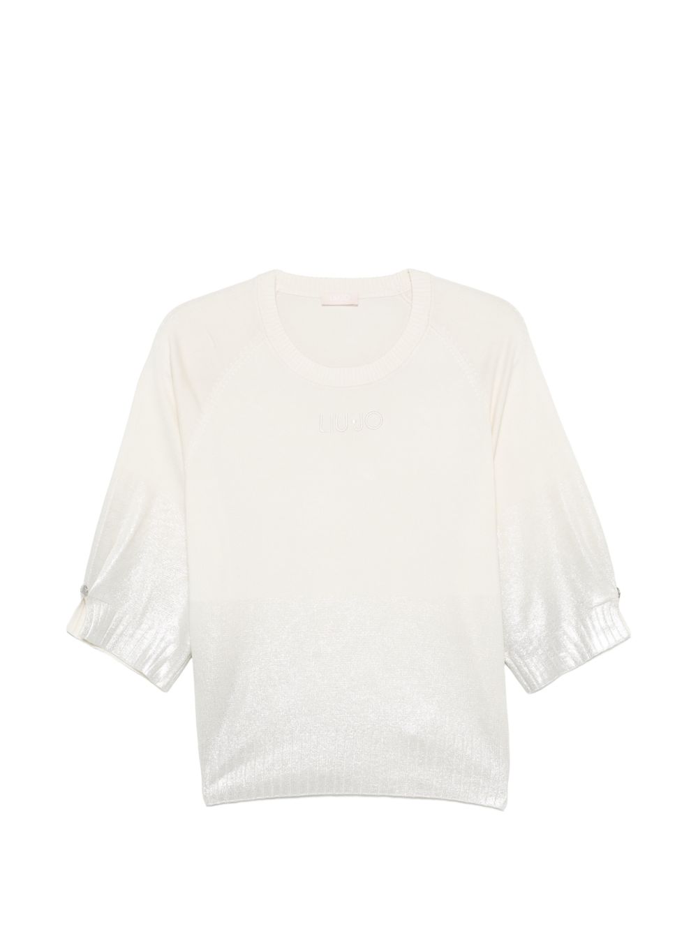 LIUJO Maglia girocollo bianca con rifiniture in argento 