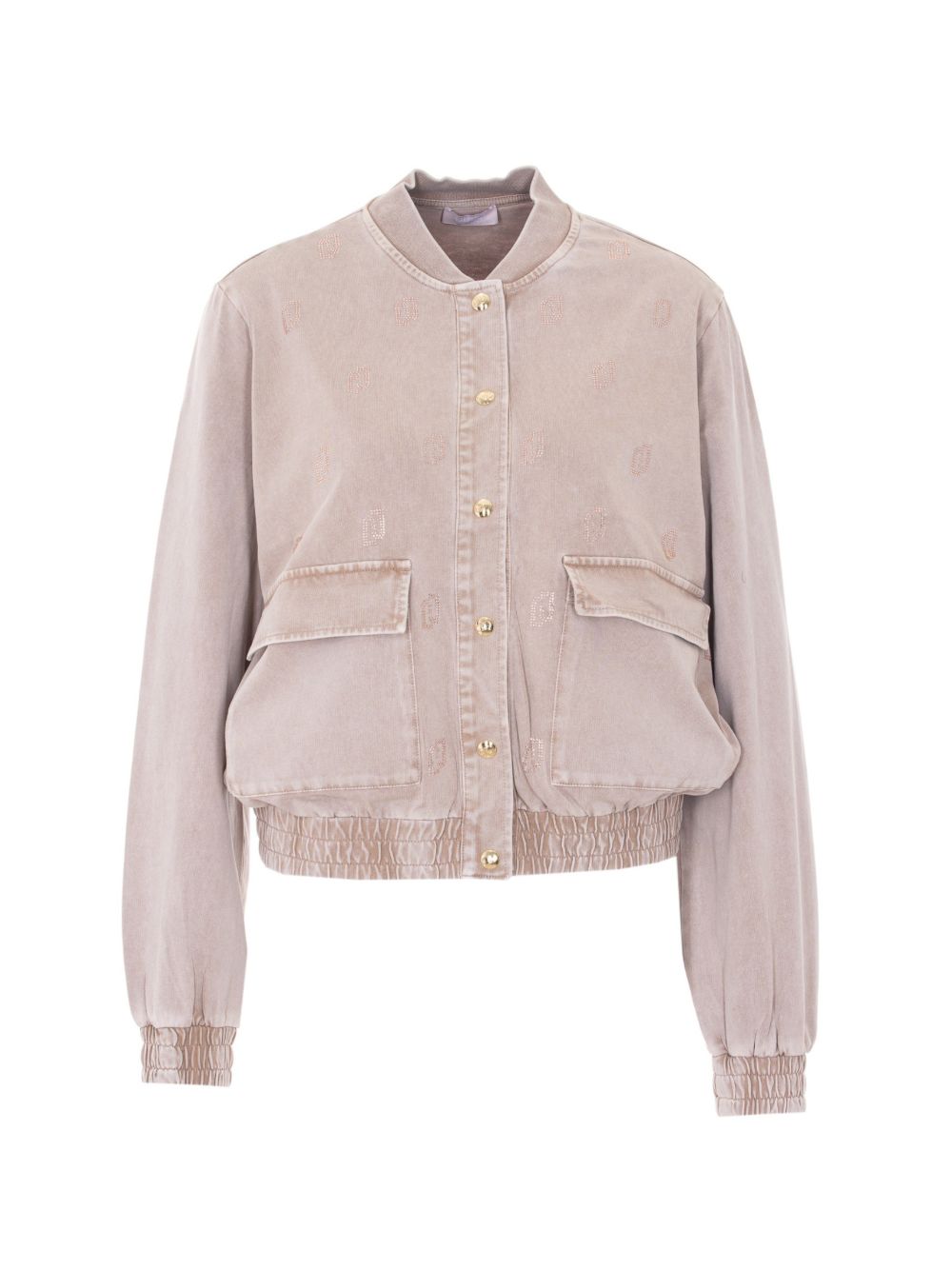 LIUJO Giacca in denim beige con tasche cargo 