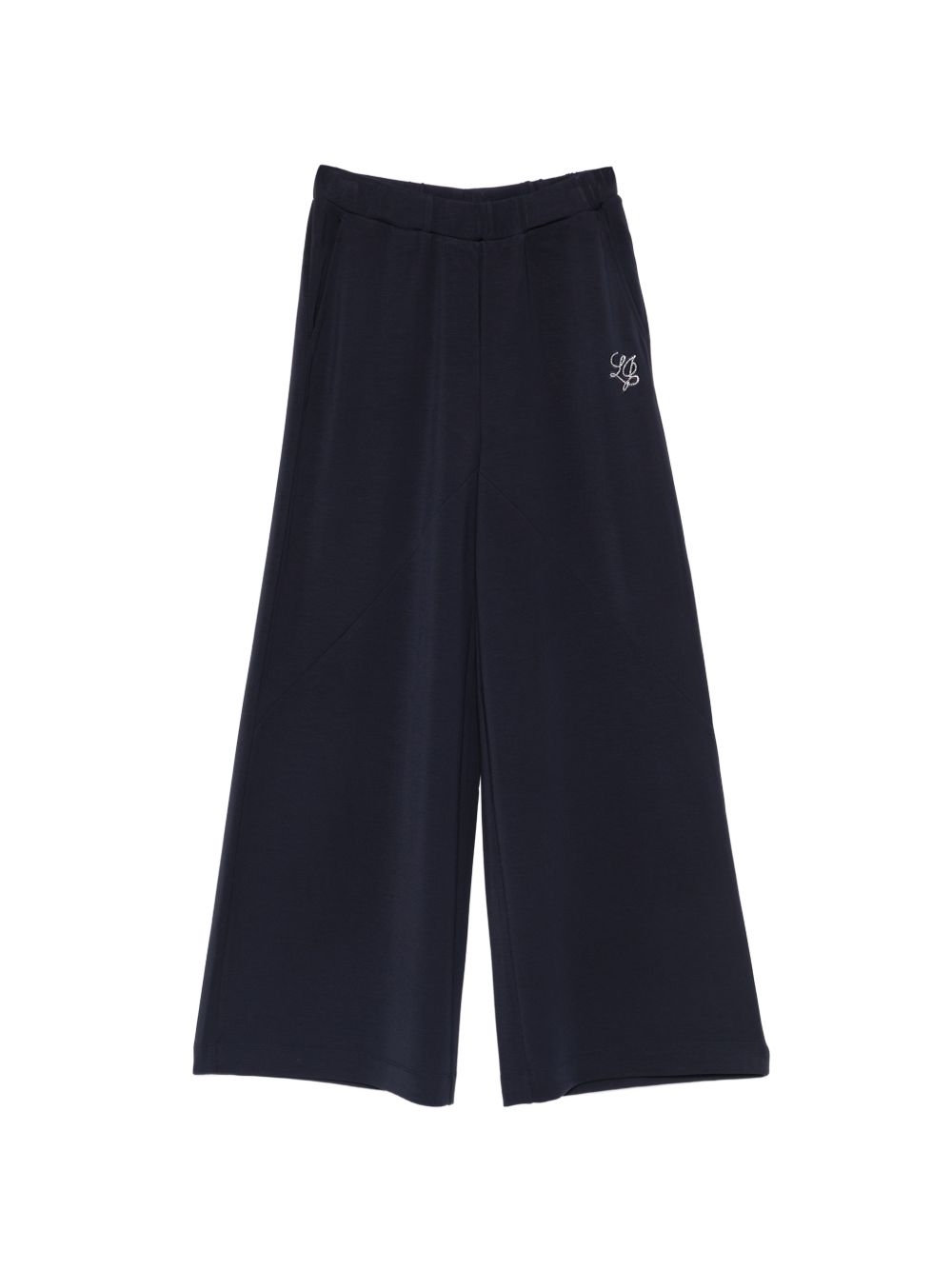 LIUJO Pantaloni in scuba blu navy con logo strass 