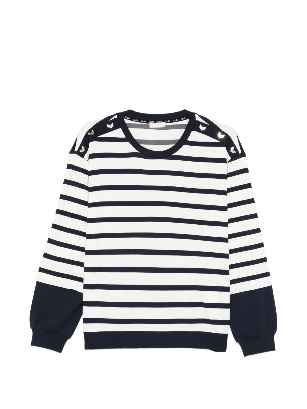 LIUJO Maglia girocollo bianca a righe blu 