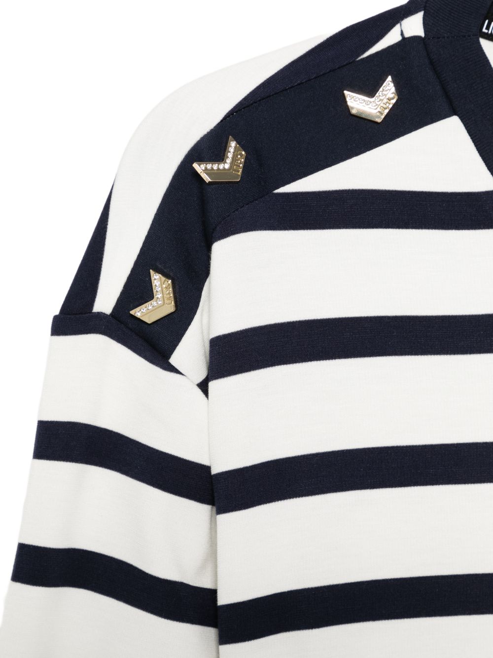 LIUJO Maglia girocollo bianca a righe blu 
