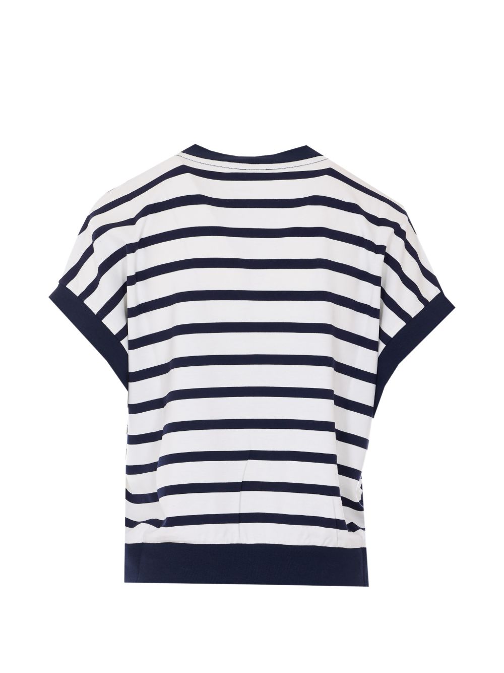 LIUJO T-shirt bianca e blu a scollo a V 