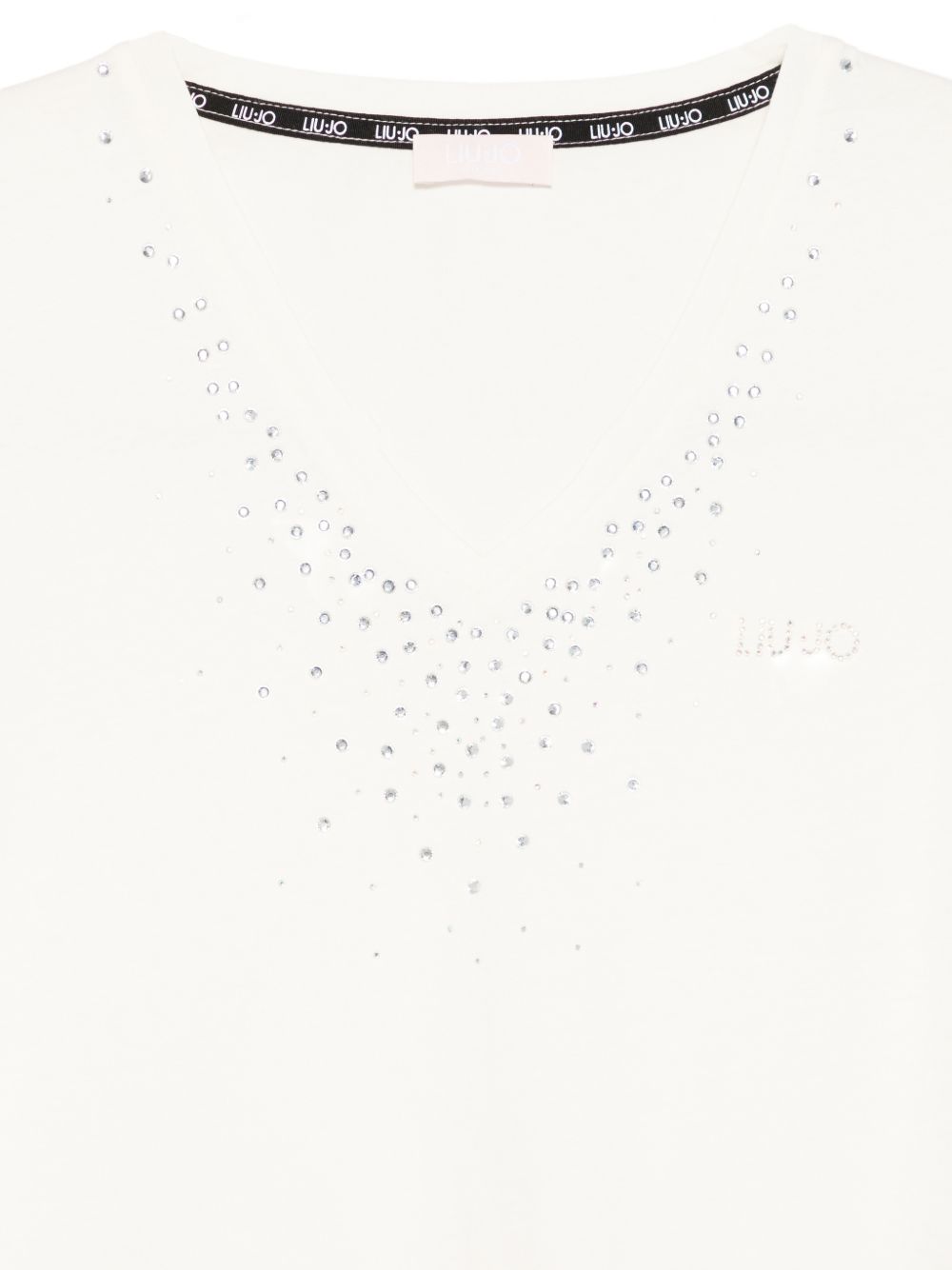 LIUJO T-shirt a maniche corte in cotone bianco con strass 