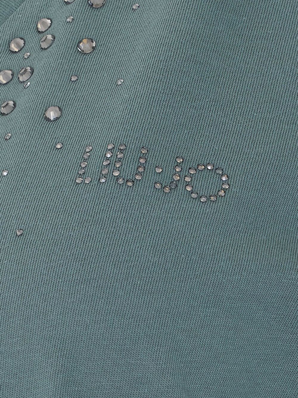 LIUJO T-shirt verde militare con scollo a V 