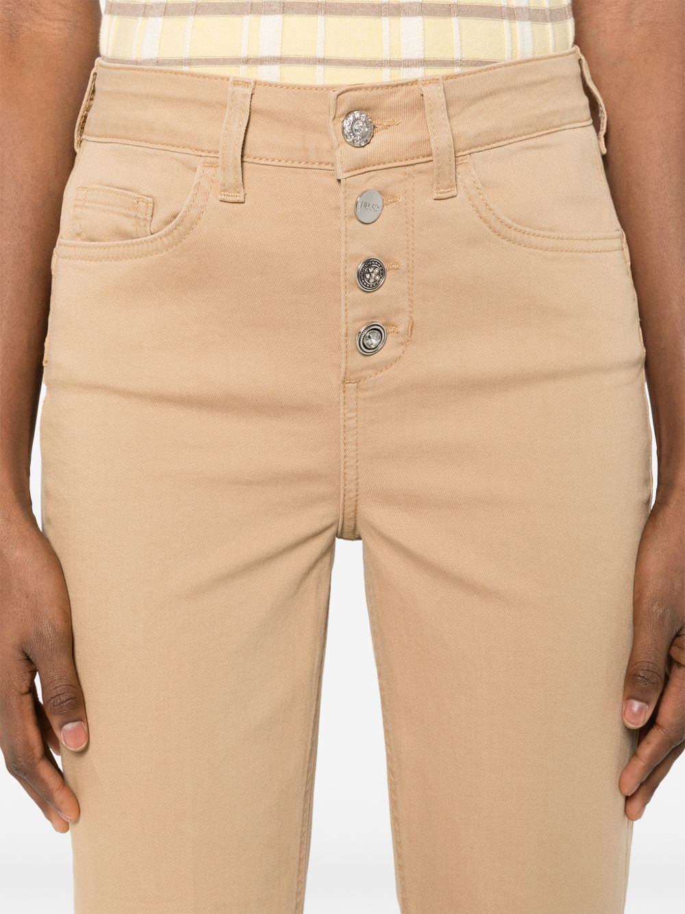 LIUJO Jeans beige con chiusura a bottoni 