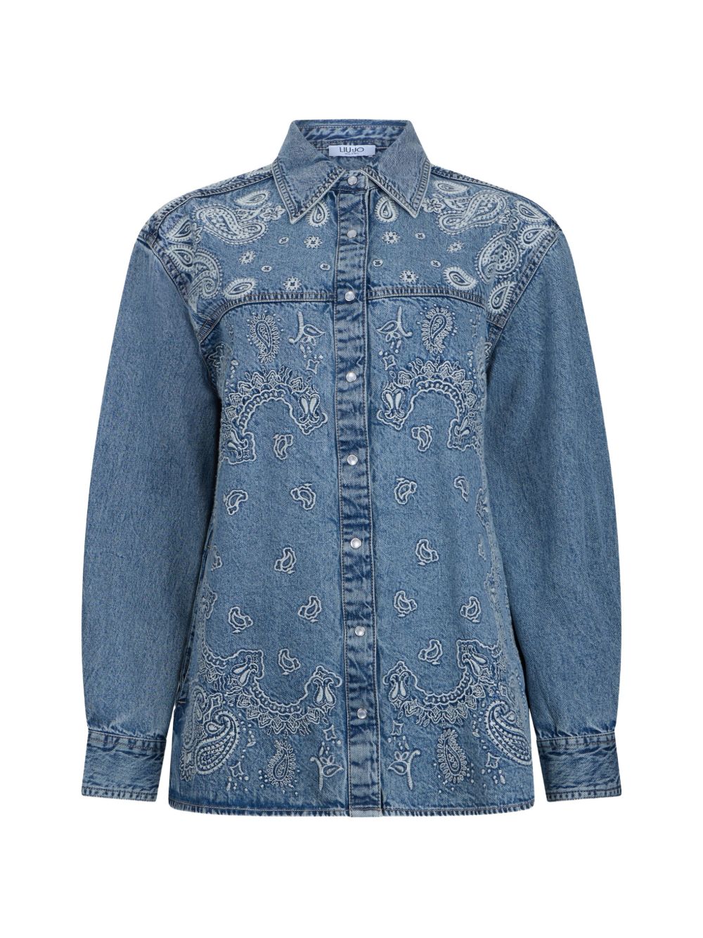 LIUJO Giacca camicia in denim con motivo Jacquard 