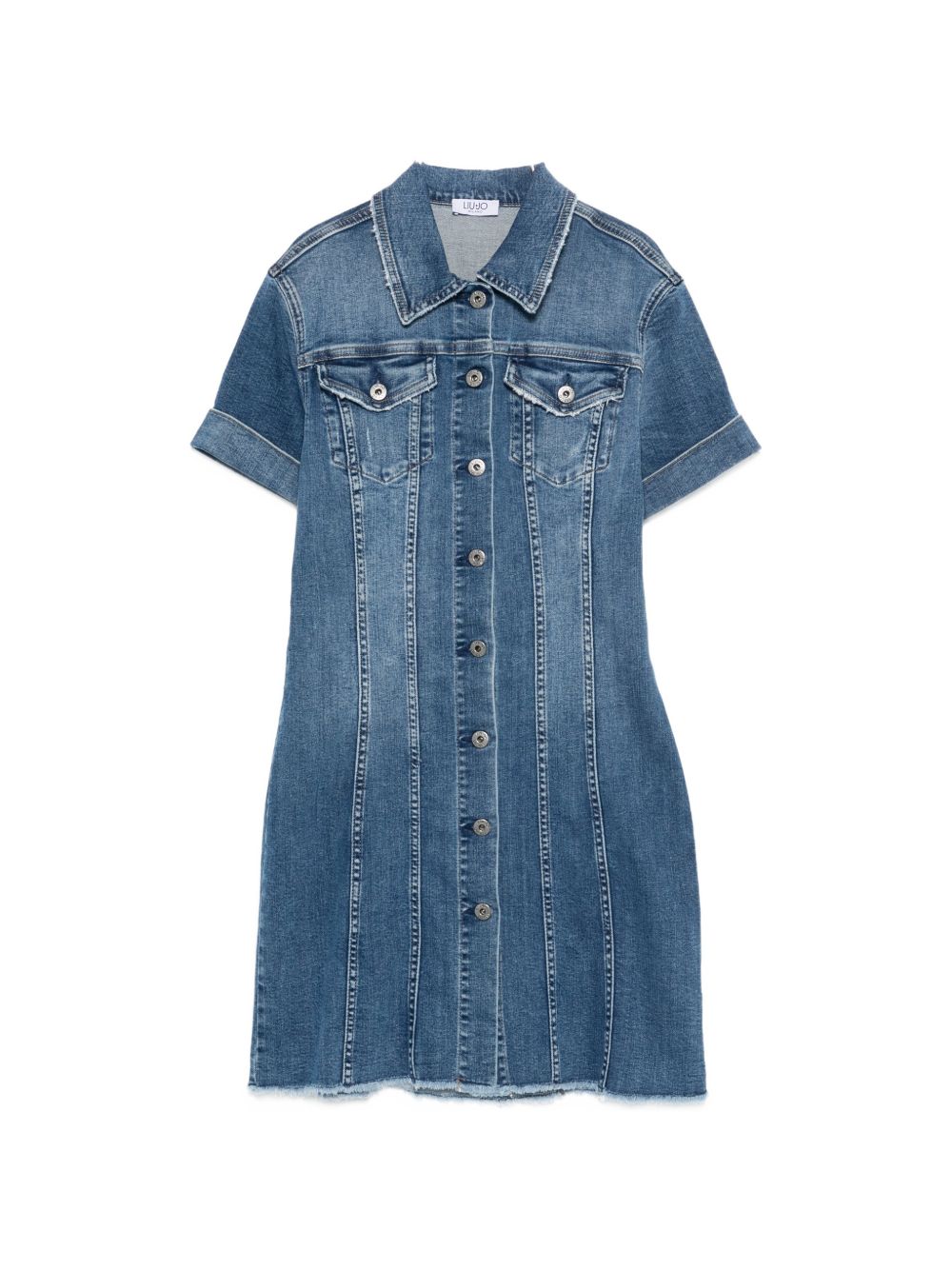 LIUJO Abito corto in blu jeans con tasche 
