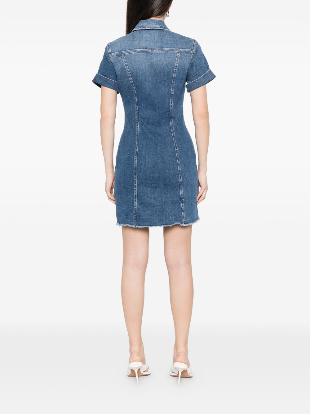 LIUJO Abito corto in blu jeans con tasche 