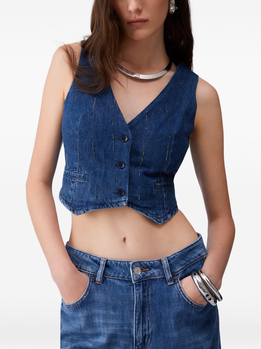 LIUJO Gilet in blu denim 