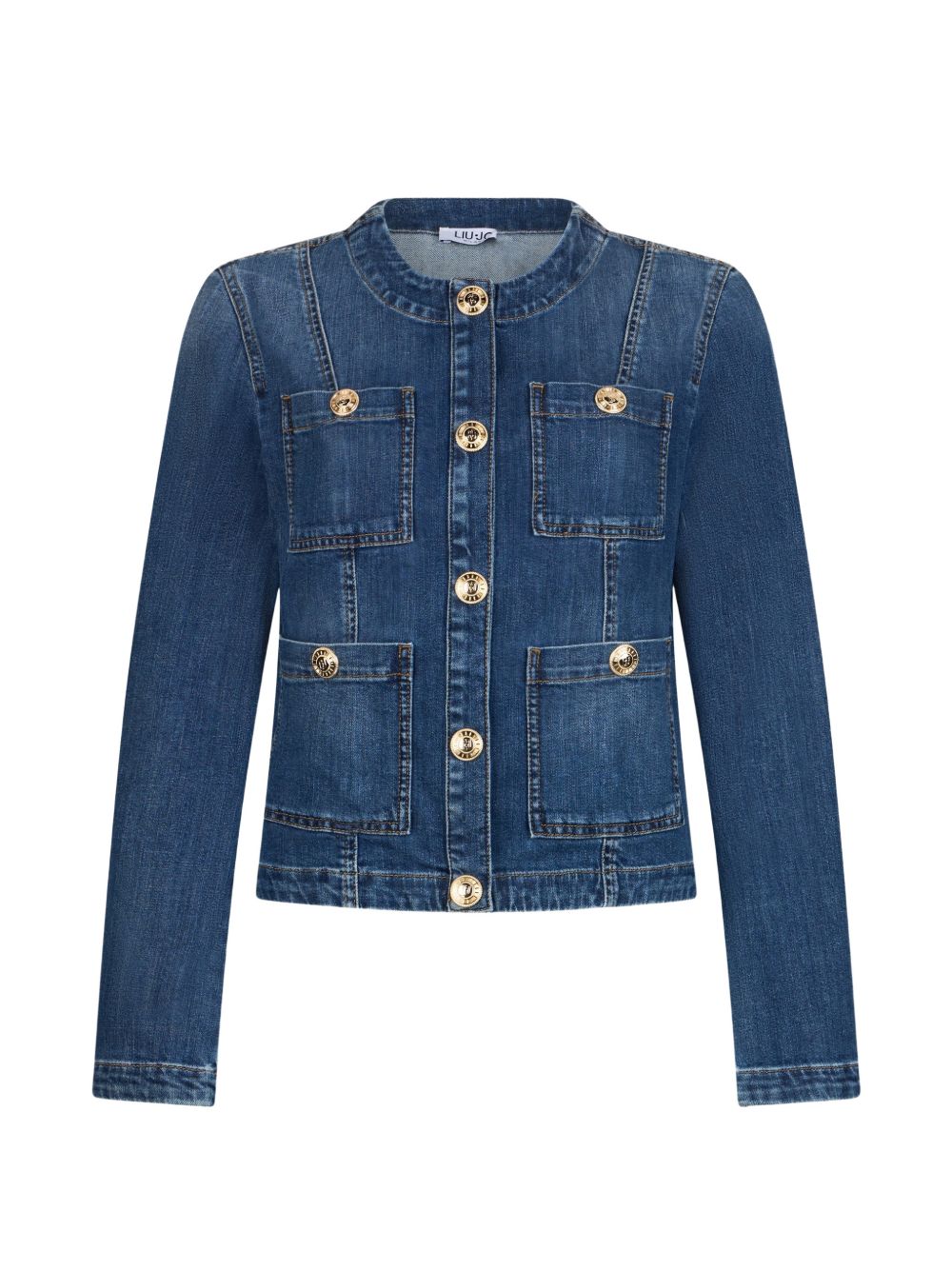 LIUJO Giacca in denim con collo alla coreana e tasche 