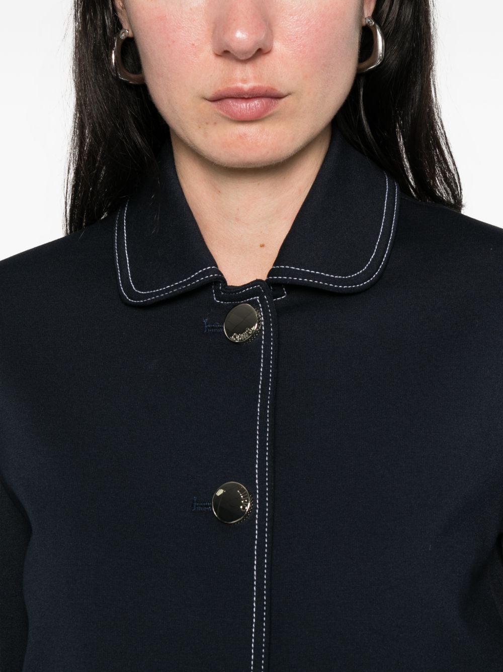 LIUJO Giacca blu con cuciture in vista bianche 